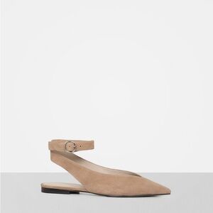 ALLSAINTS Cory, tan cow leather, Pointy, ankle wrap flats. Size 39 EU, 8-8.5 US